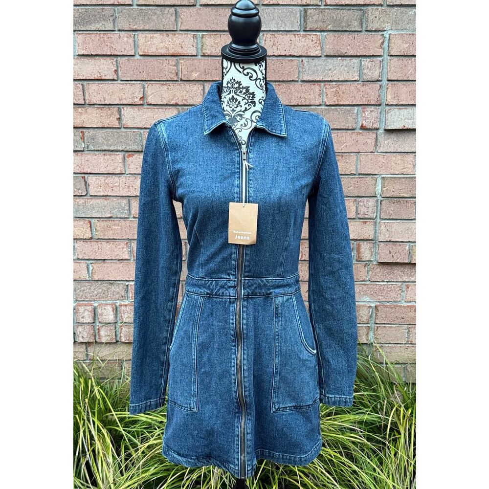 NWT Reformation Jeans Women's Denim Mini Dress Size 4 - Picture 3 of 8